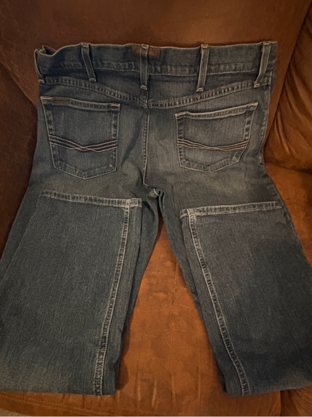 Ariat Blue Relaxed Boot Cut Denim Jeans with Back Pocket Stitching